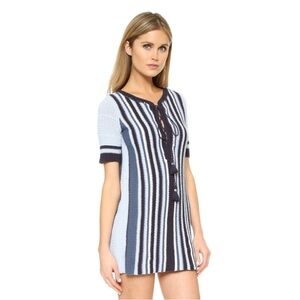 Free People Lollipop Knit Sweater Dress in blue stripe L